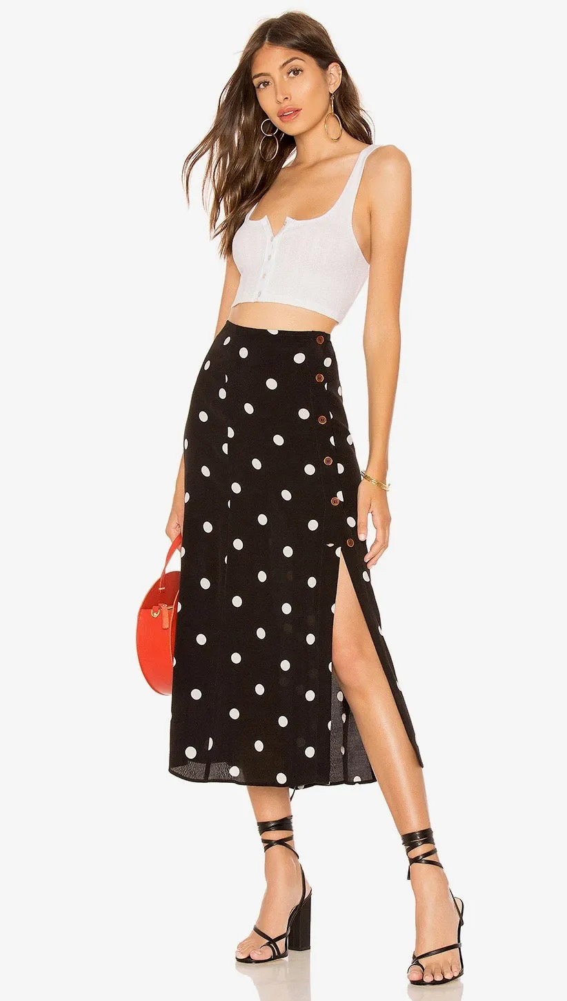 Free People Retro Love Midi Skirt Black