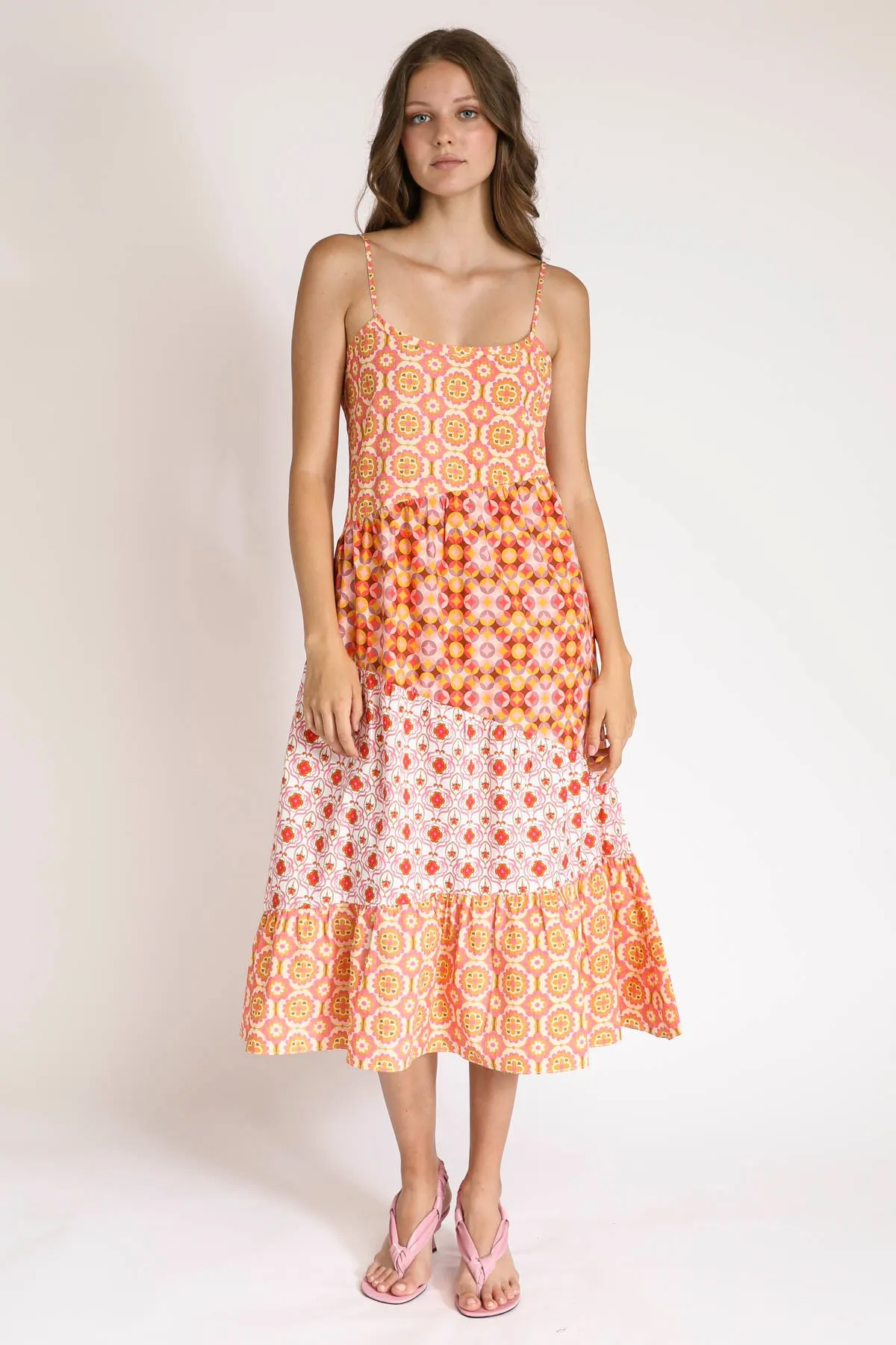 Gina Spliced Print Sun Dress