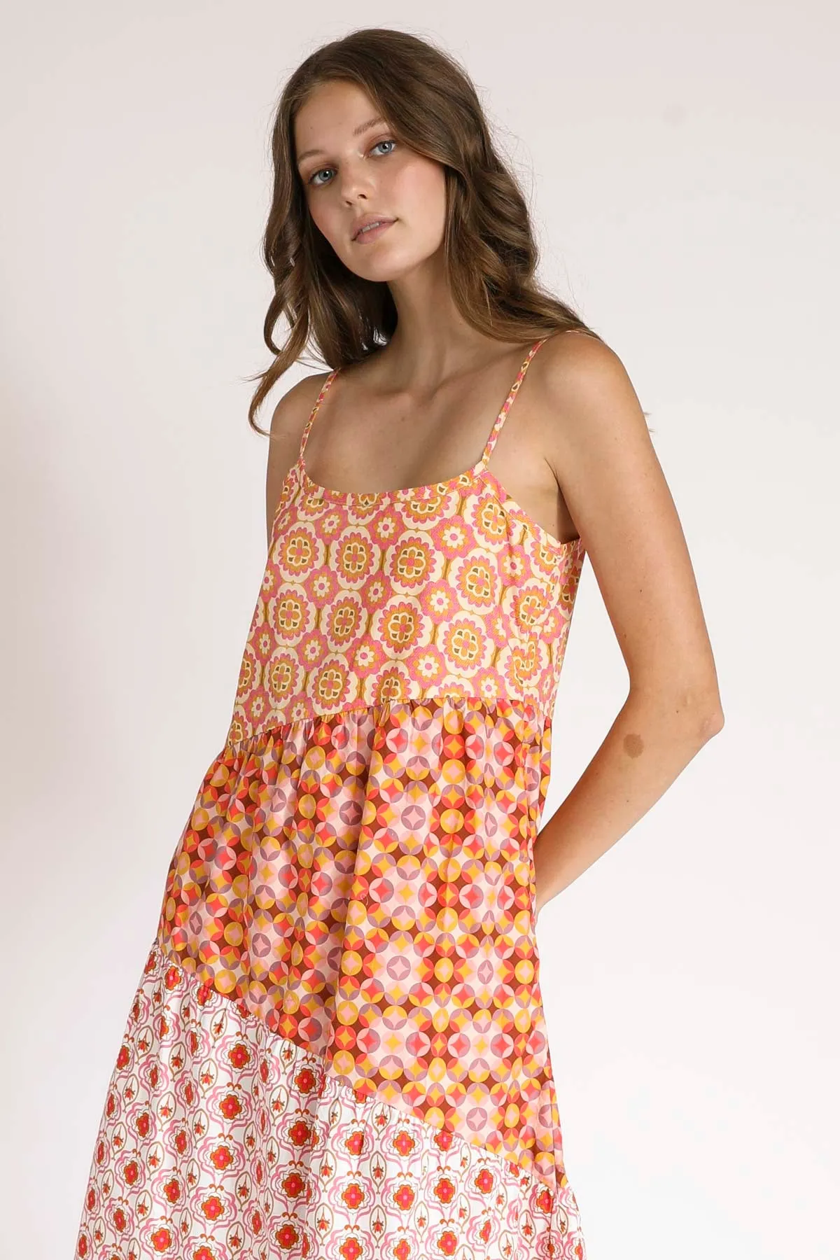 Gina Spliced Print Sun Dress