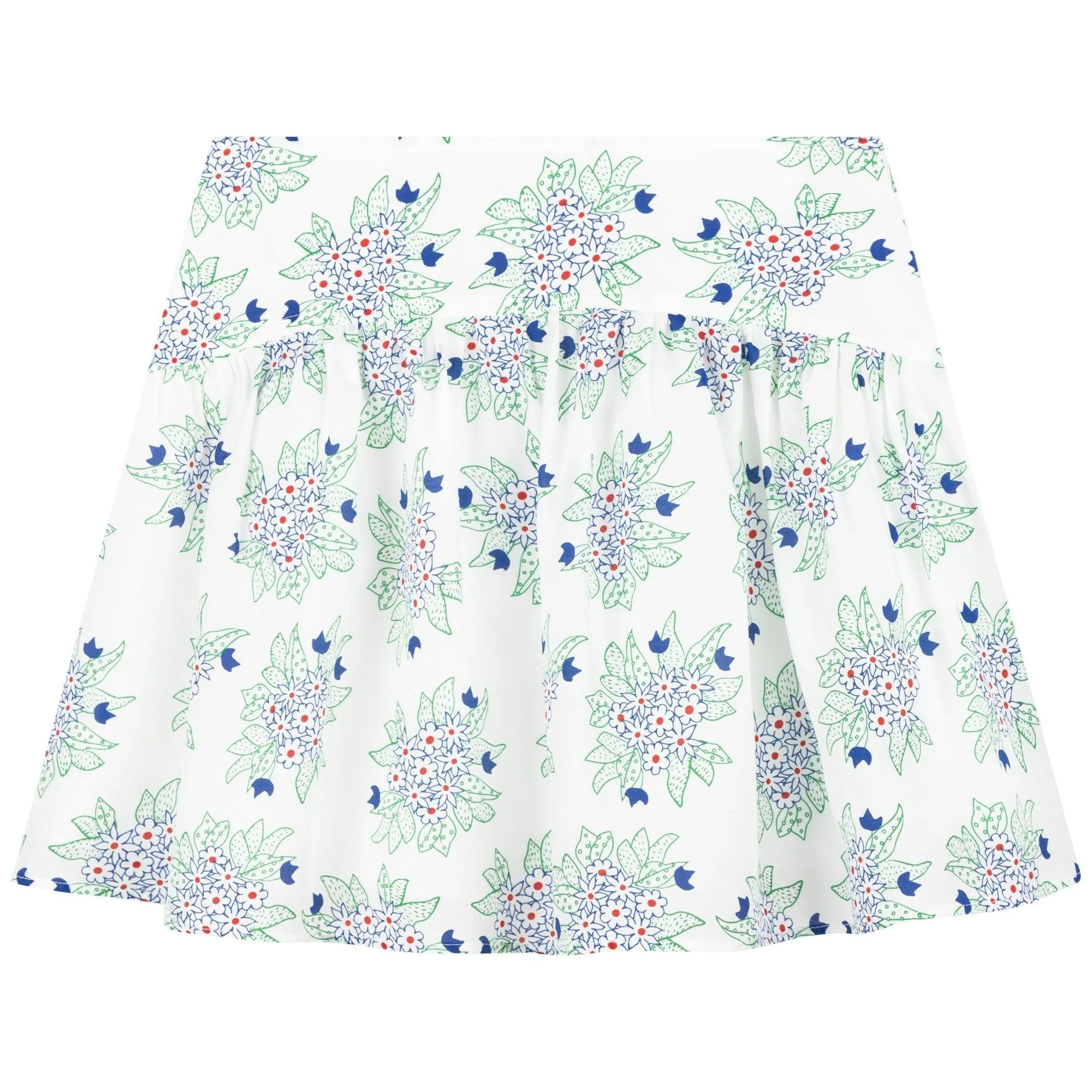 Girls White Floral Skirt