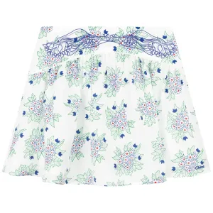 Girls White Floral Skirt