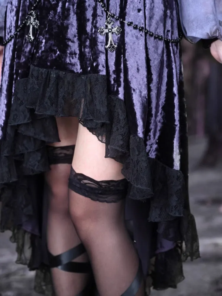 Gothic Velvet Lace Fish-Tail Cross Skirt【s0000003870】