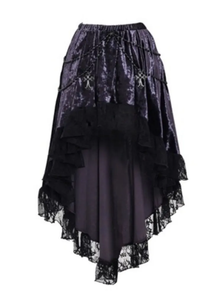 Gothic Velvet Lace Fish-Tail Cross Skirt【s0000003870】