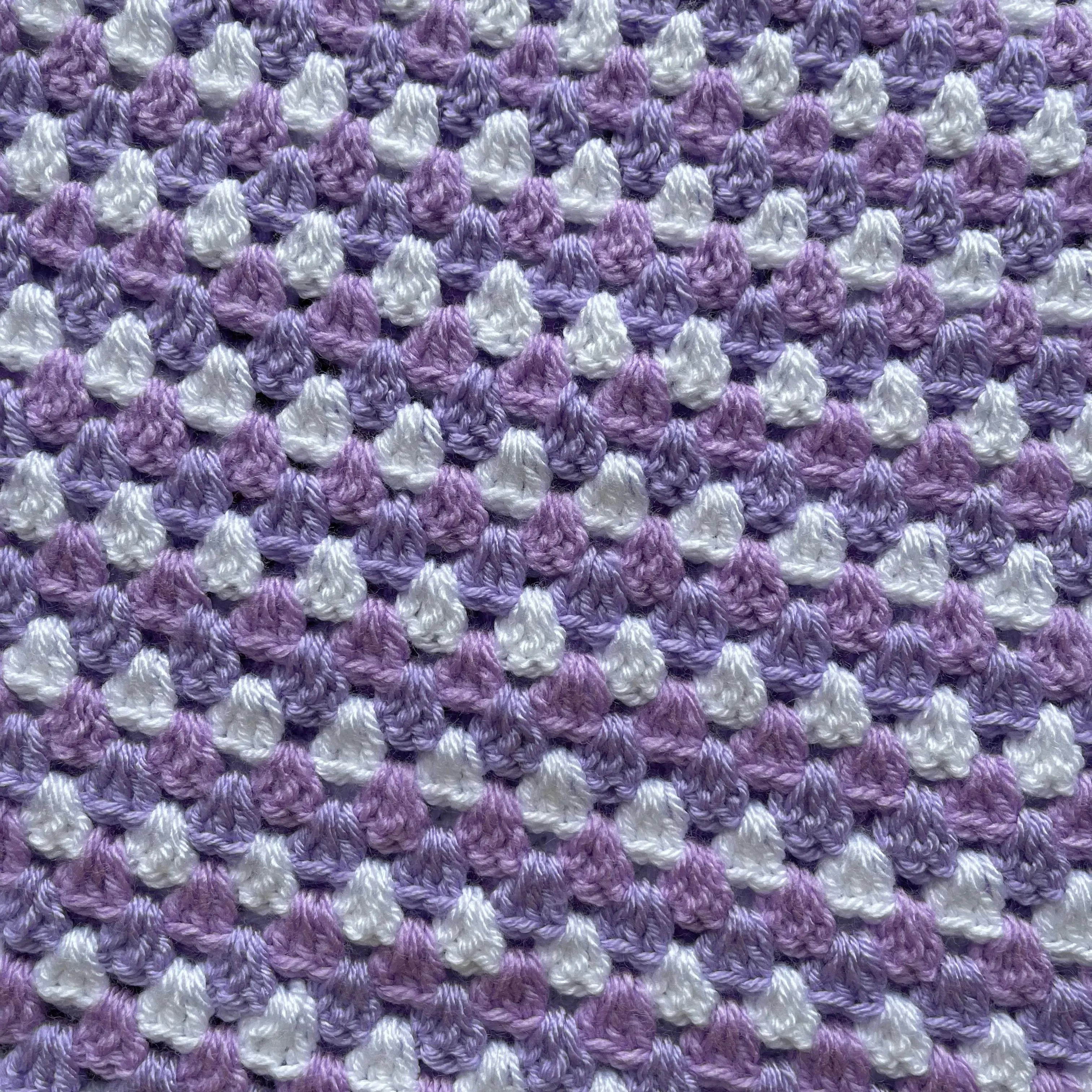 Handmade retro crochet mini skirt in lilac and white