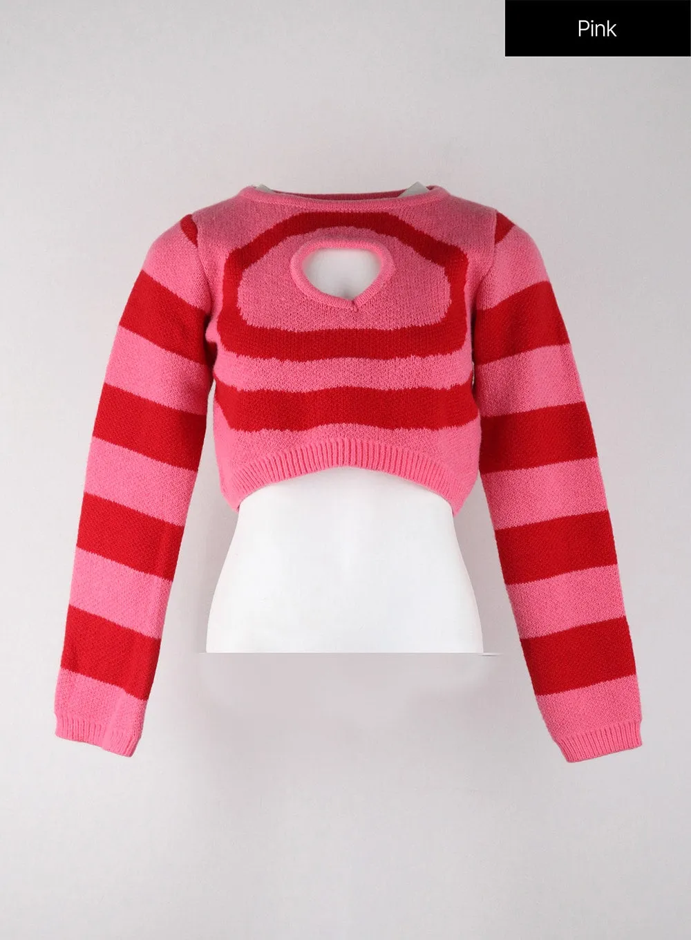 Heart Cut-Out Sweater Crop Knit Sweater IJ403