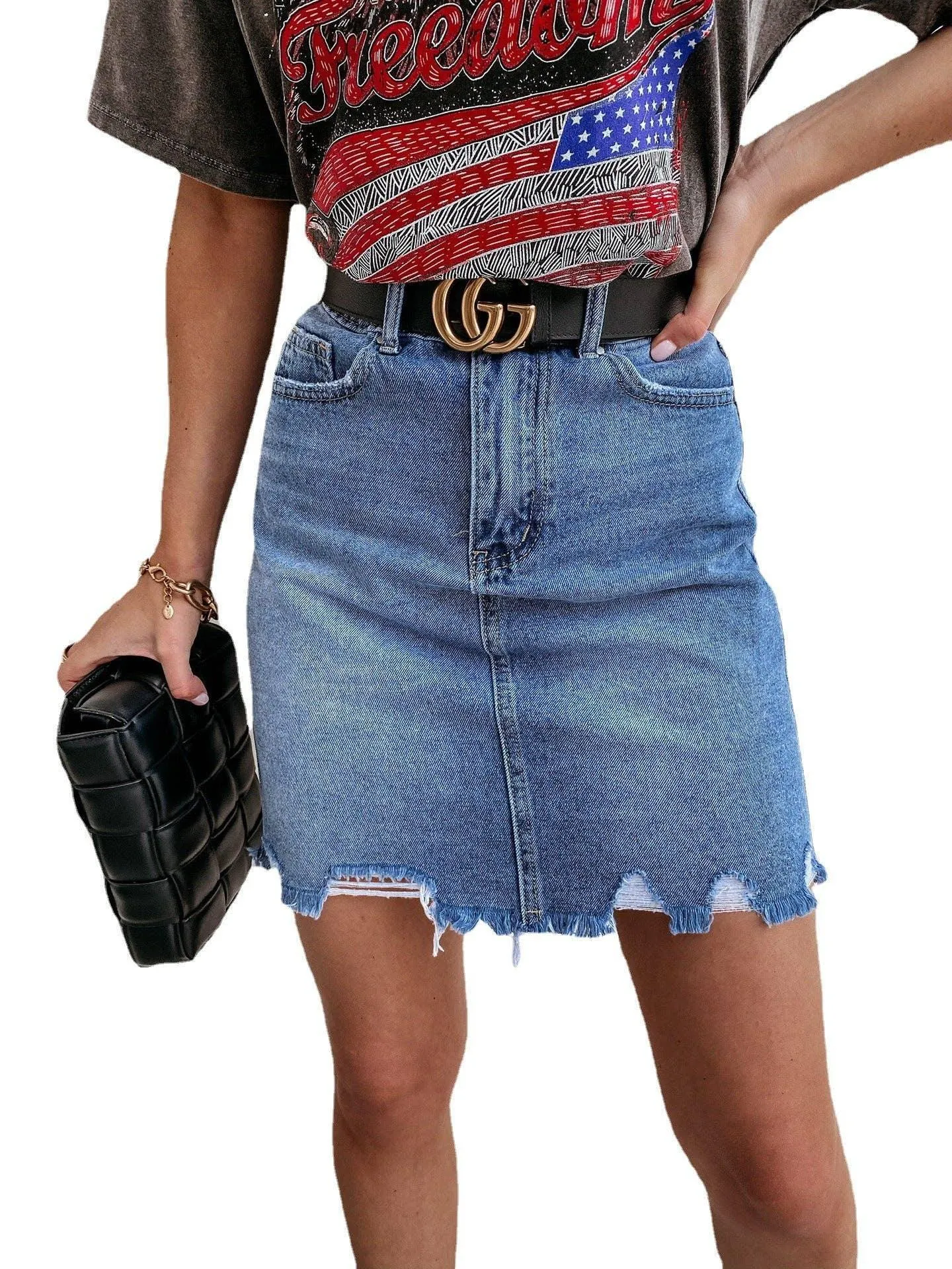 Hight Waist Slim Fit Denim Mini Skirt SKS6698