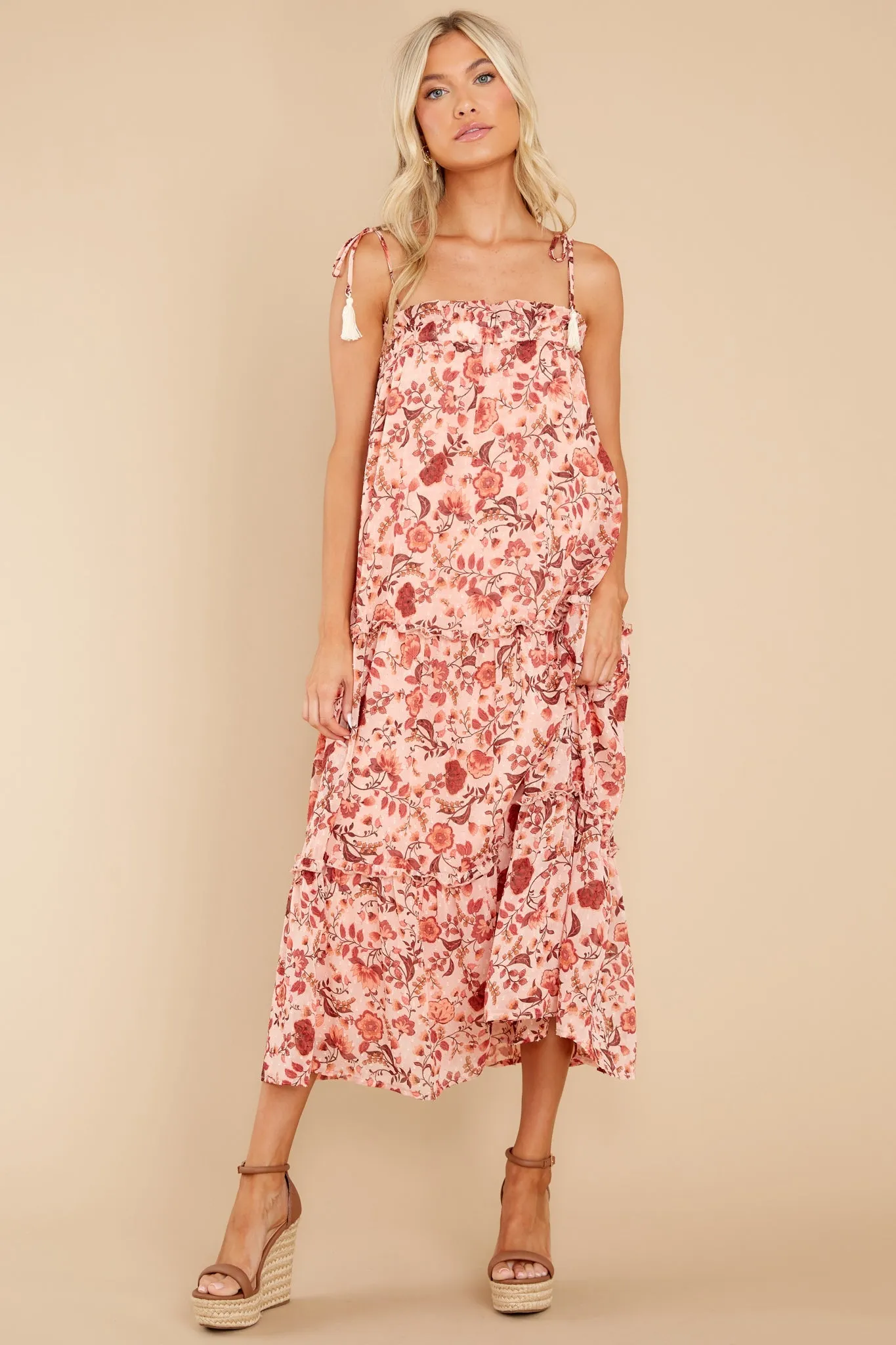 Into The Blooms Mauve Pink Floral Print Maxi Dress