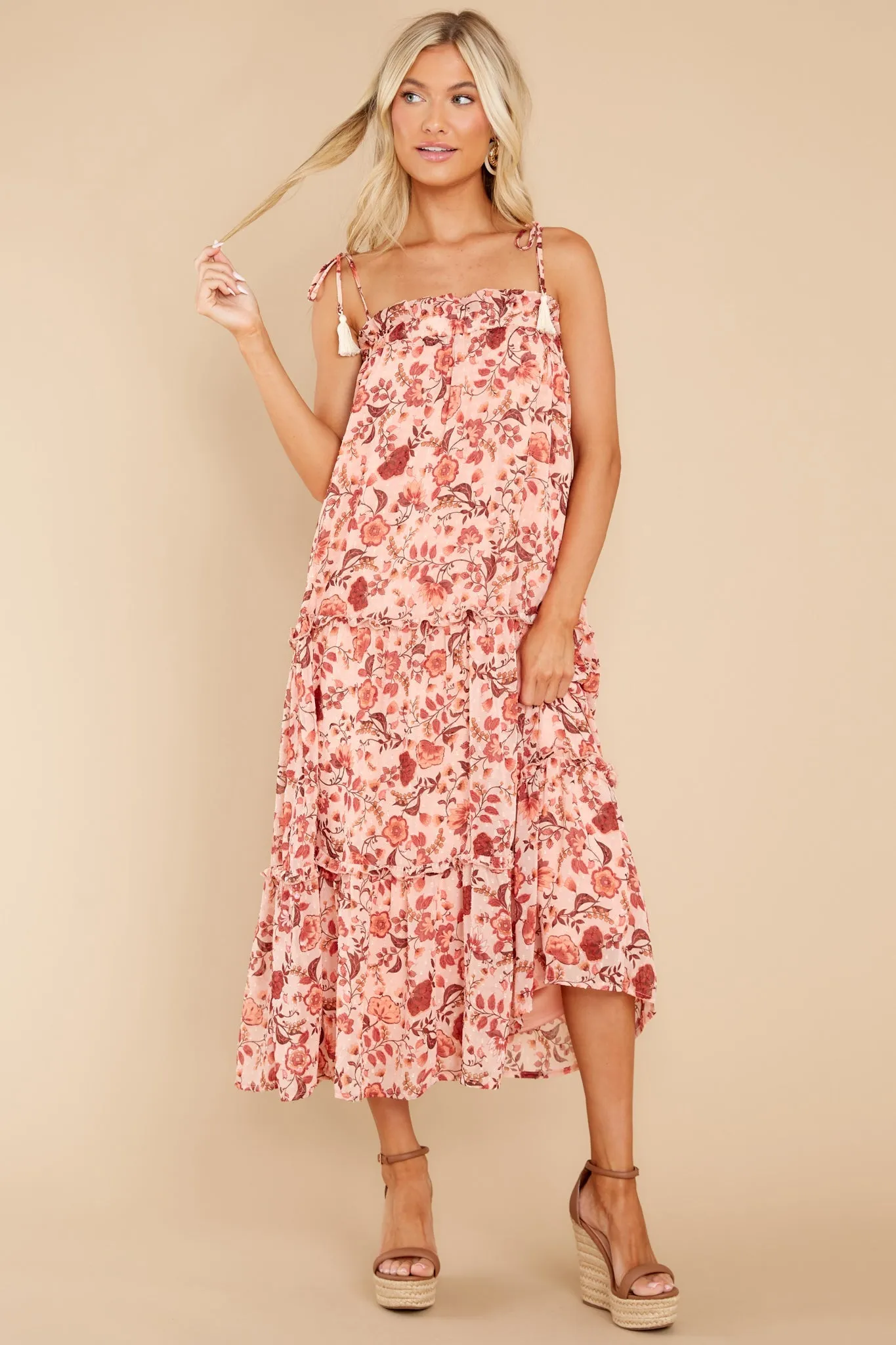 Into The Blooms Mauve Pink Floral Print Maxi Dress