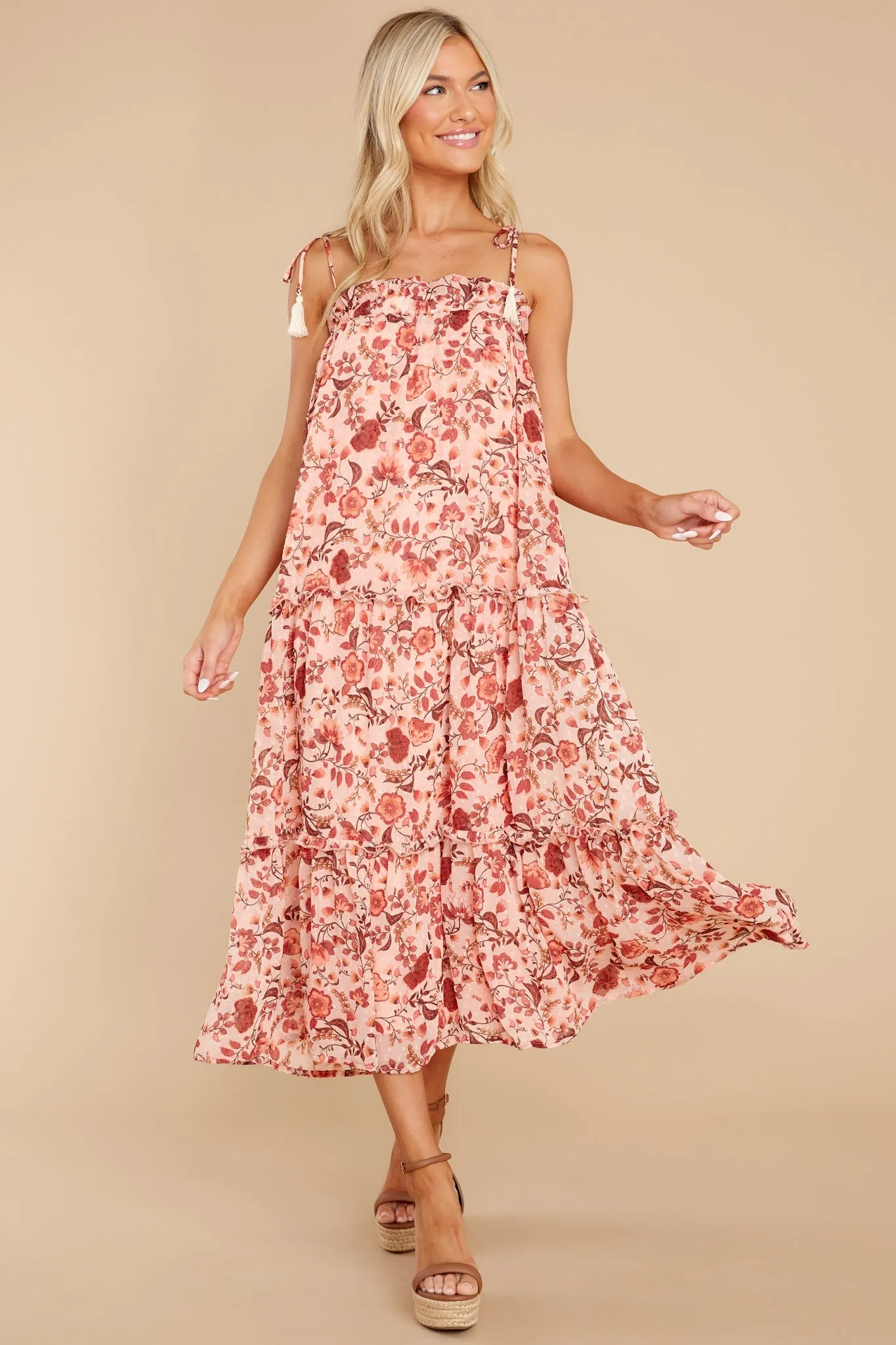 Into The Blooms Mauve Pink Floral Print Maxi Dress