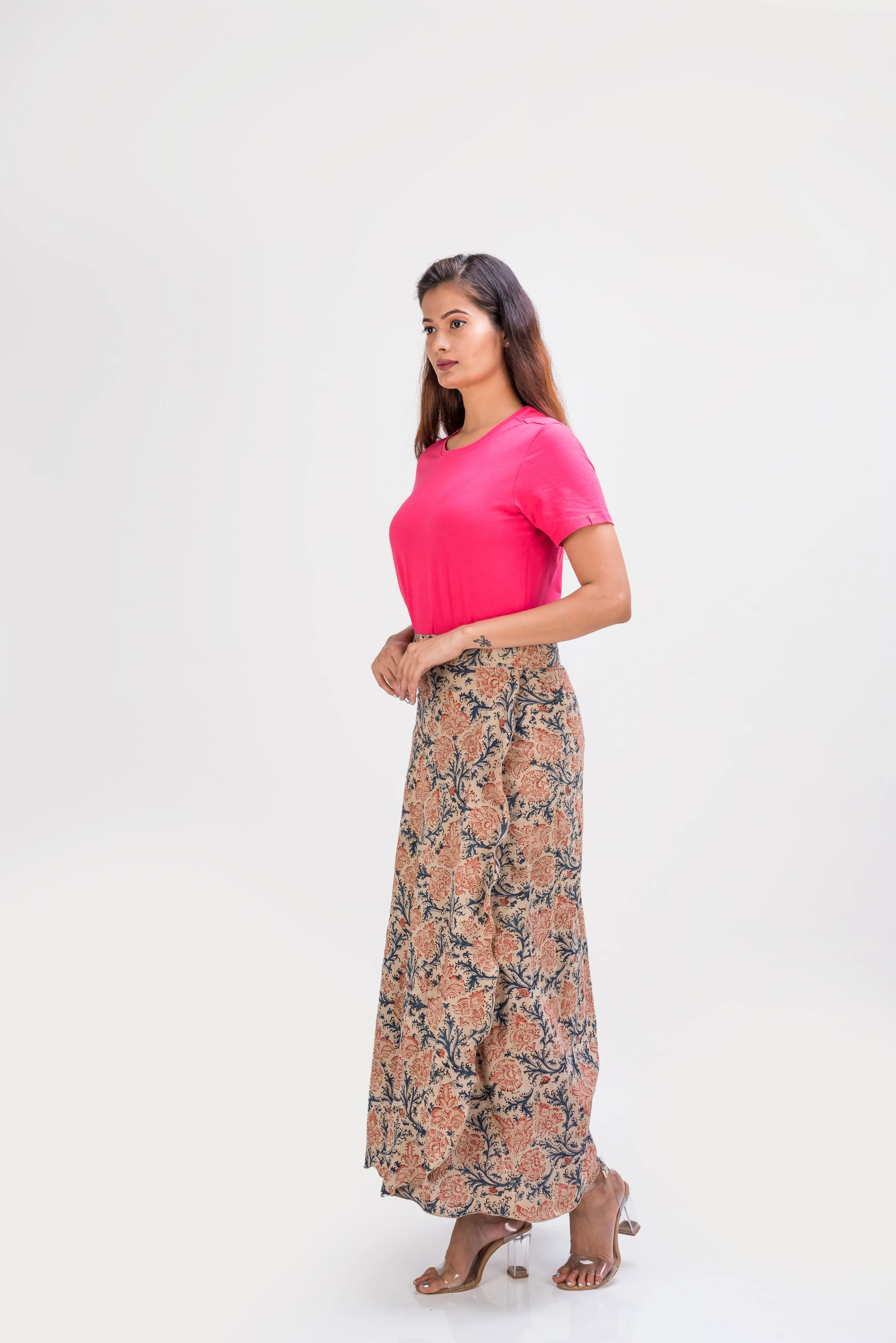 KK3007 Wrap Skirt - Flowers Pink