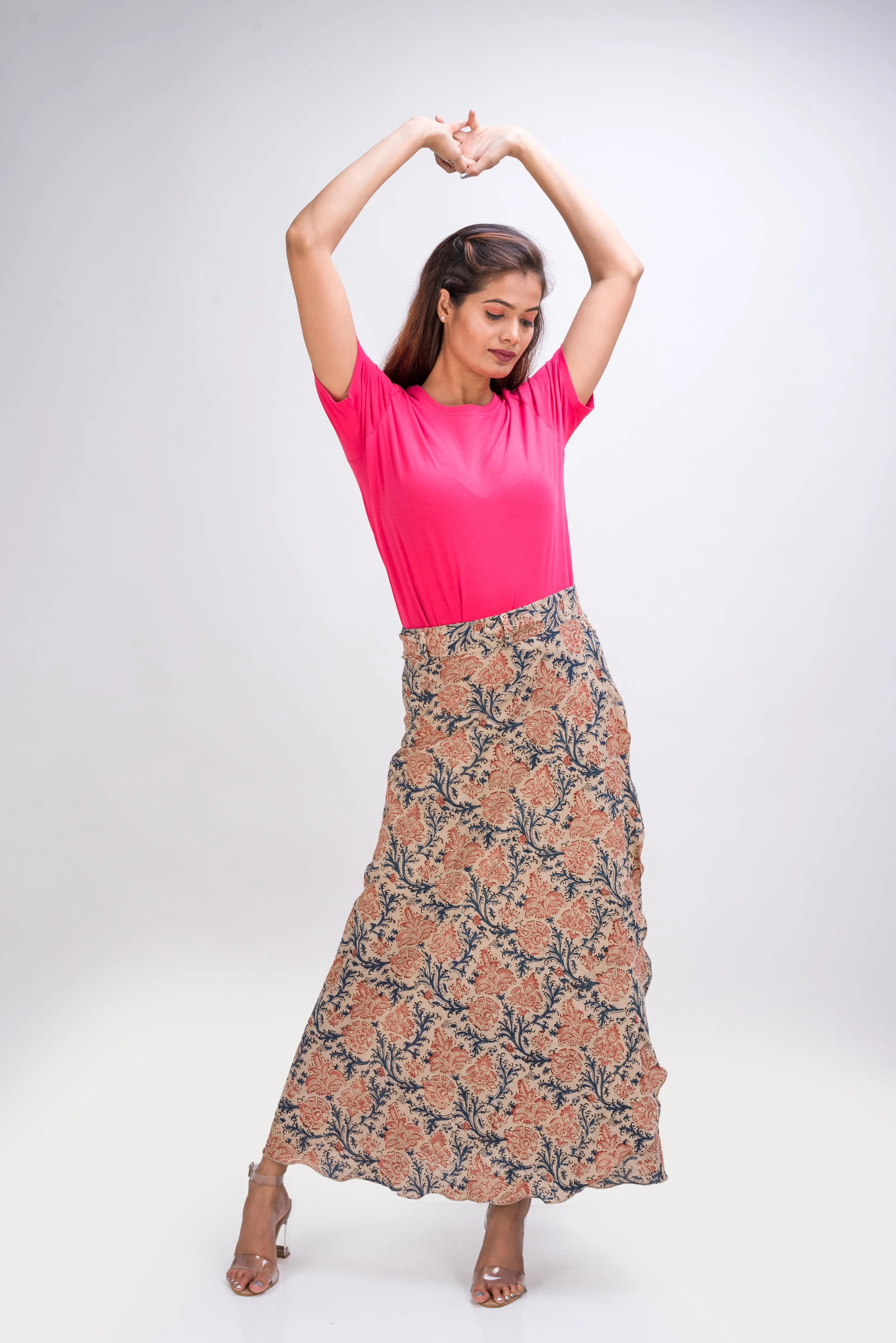 KK3007 Wrap Skirt - Flowers Pink