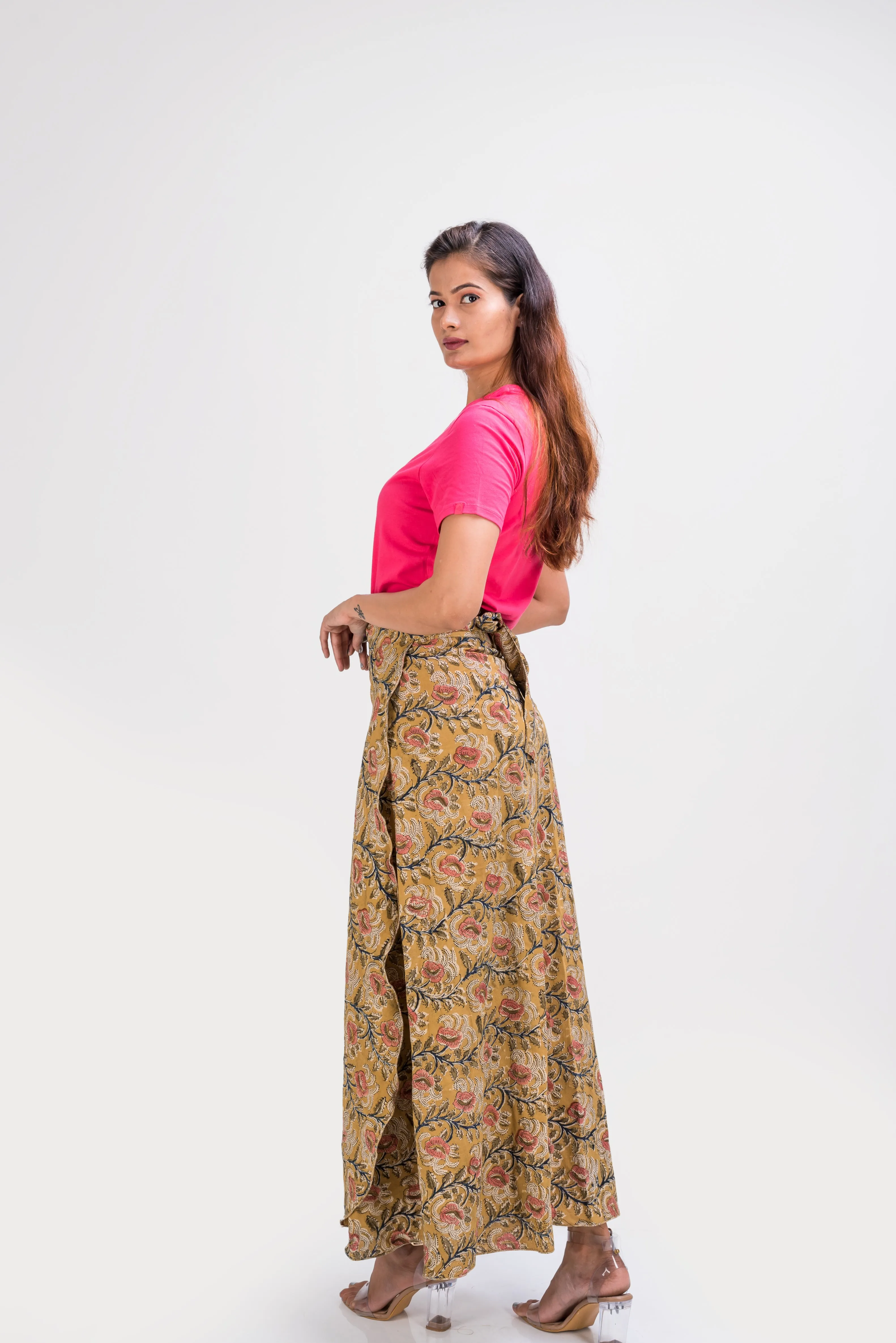 KK3014 Wrap Skirt - Flowers Yellow