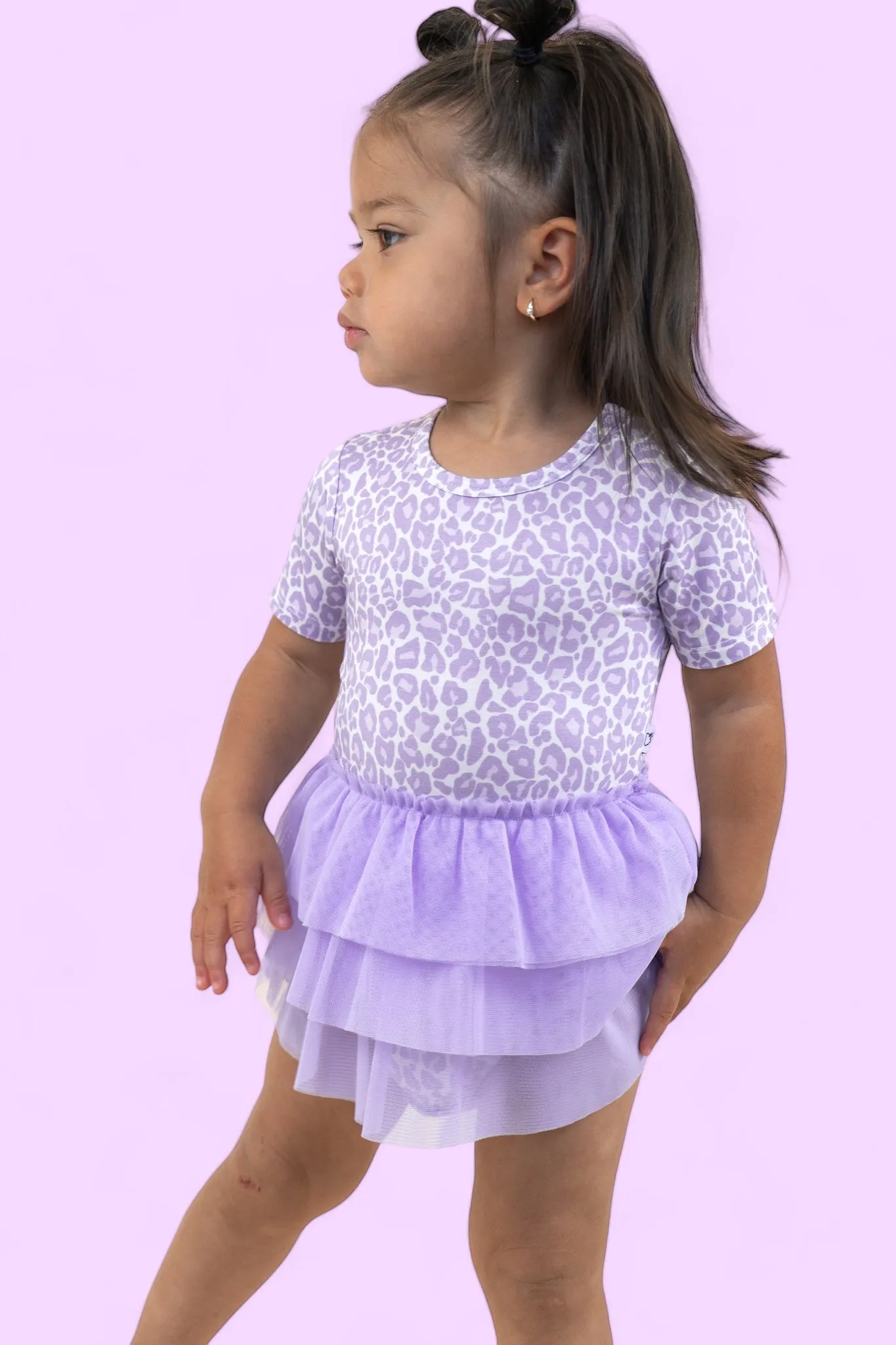 Lavender Leopard Dream Tutu Bodysuit Dress