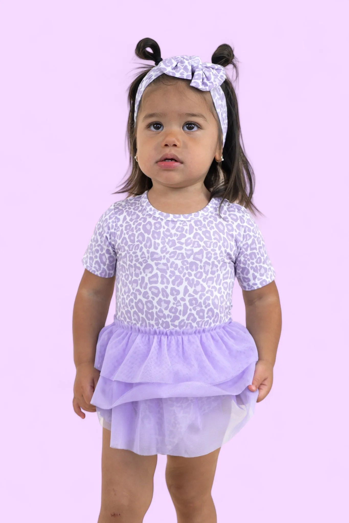 Lavender Leopard Dream Tutu Bodysuit Dress