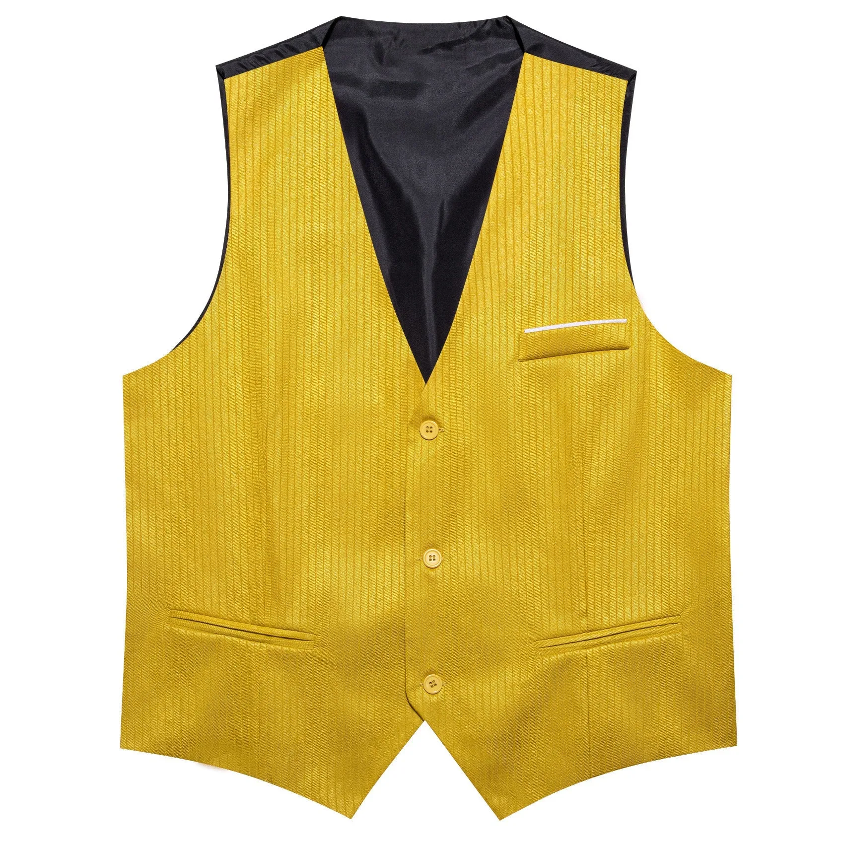 Lemon Yellow Solid Men's V-Neck Business Vest