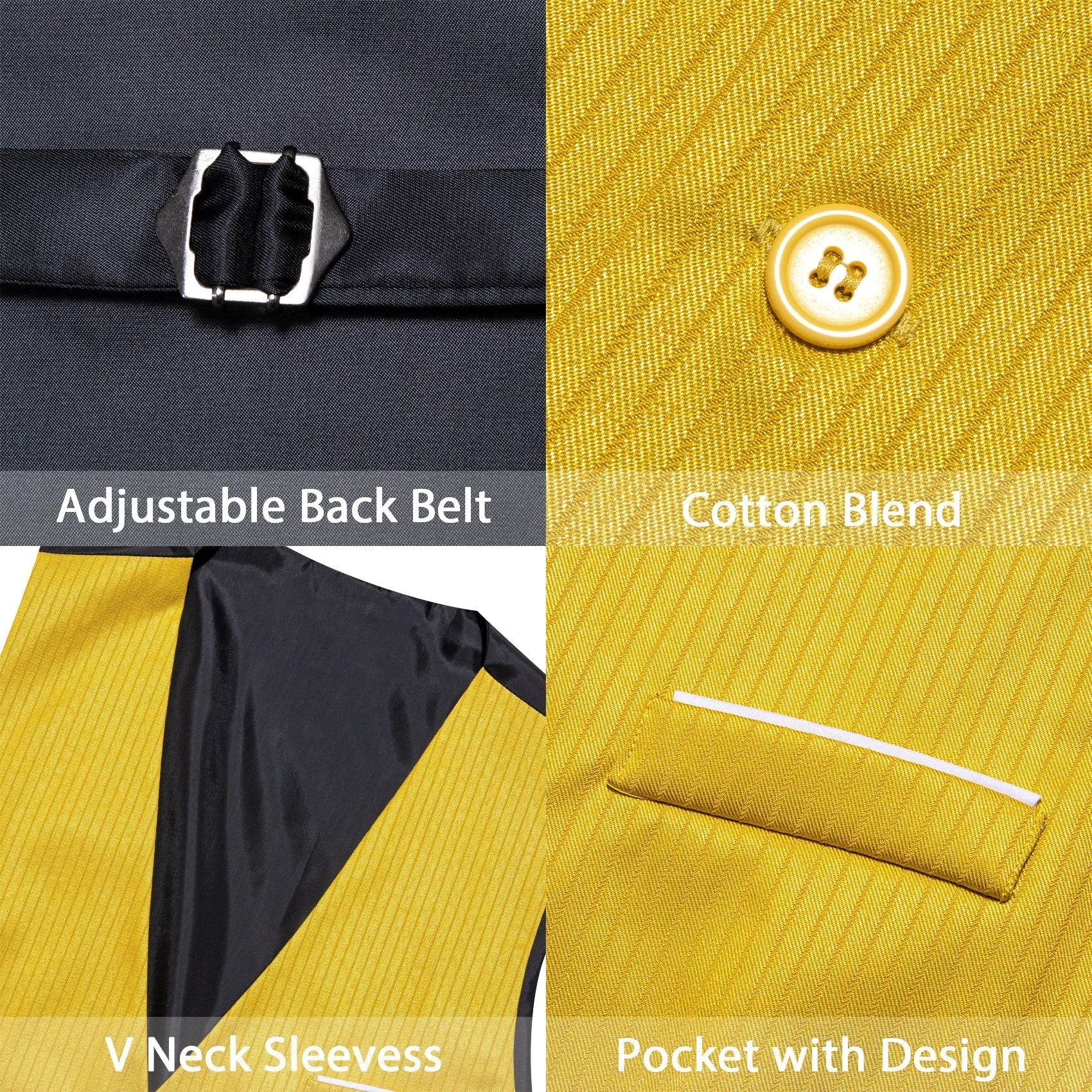 Lemon Yellow Solid Men's V-Neck Business Vest