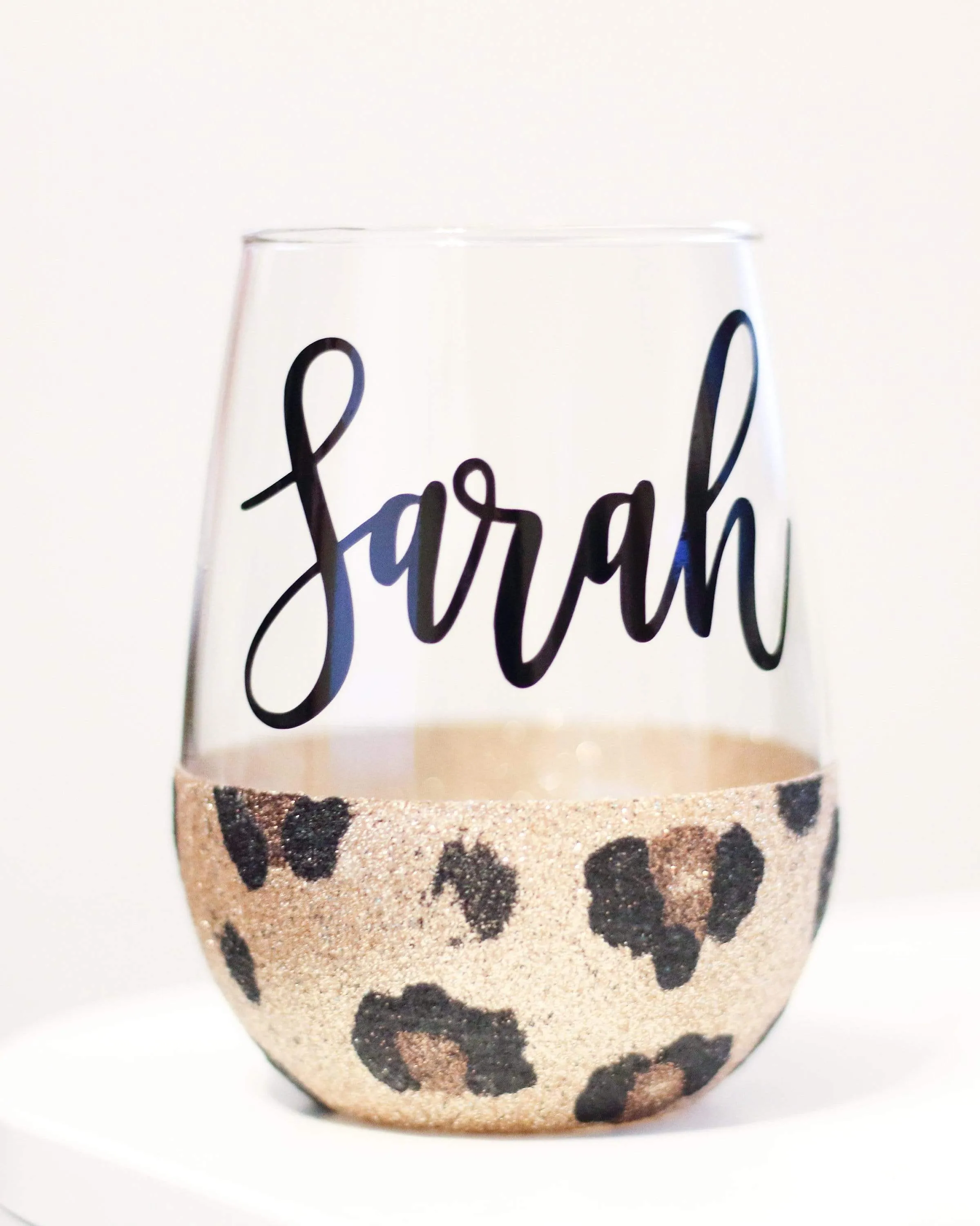 Leopard print personalized wine glass with name - leopard - cheetah wine glass - Glitter bridesmaid wine glass - animal print wine tumbler