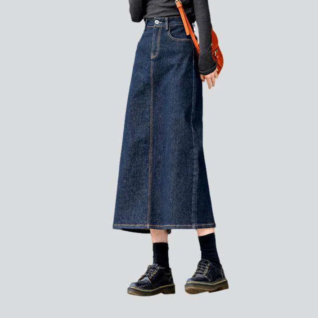 Long casual denim skirt