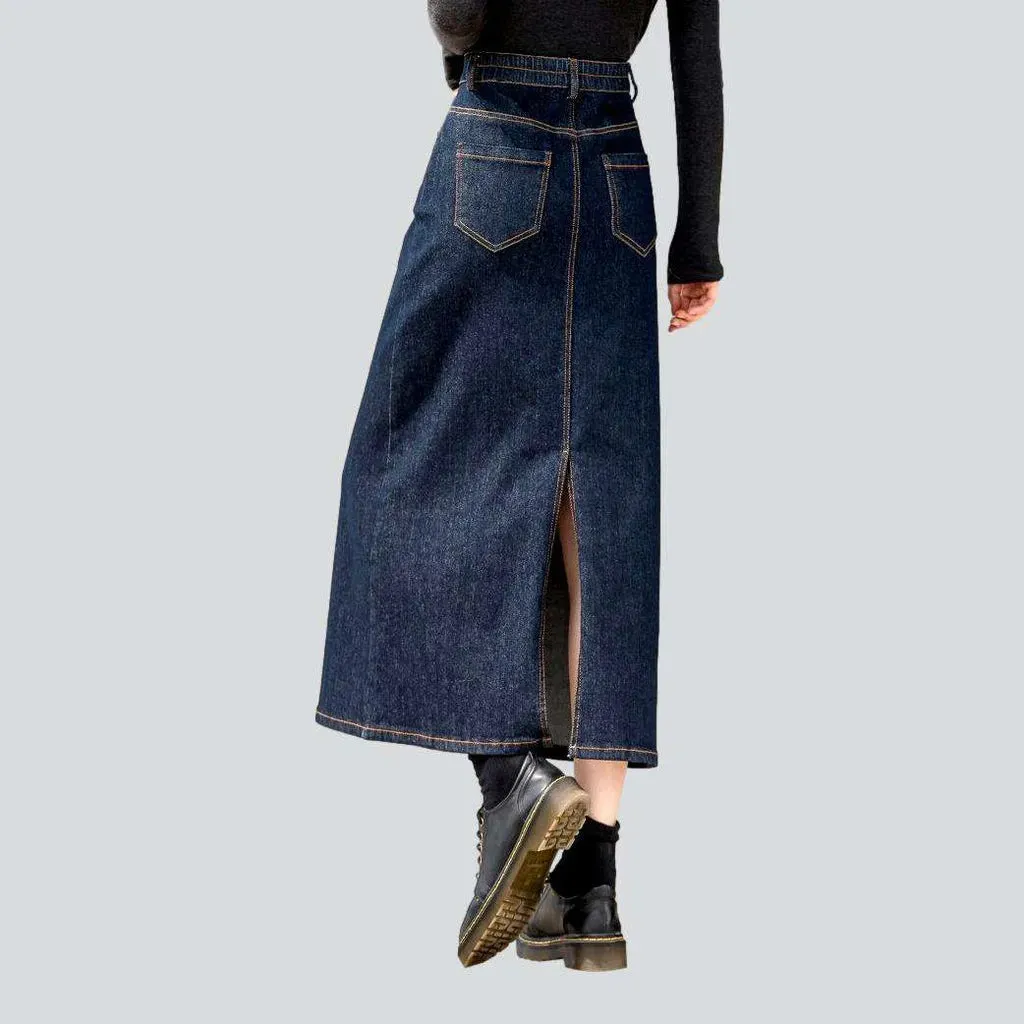 Long casual denim skirt