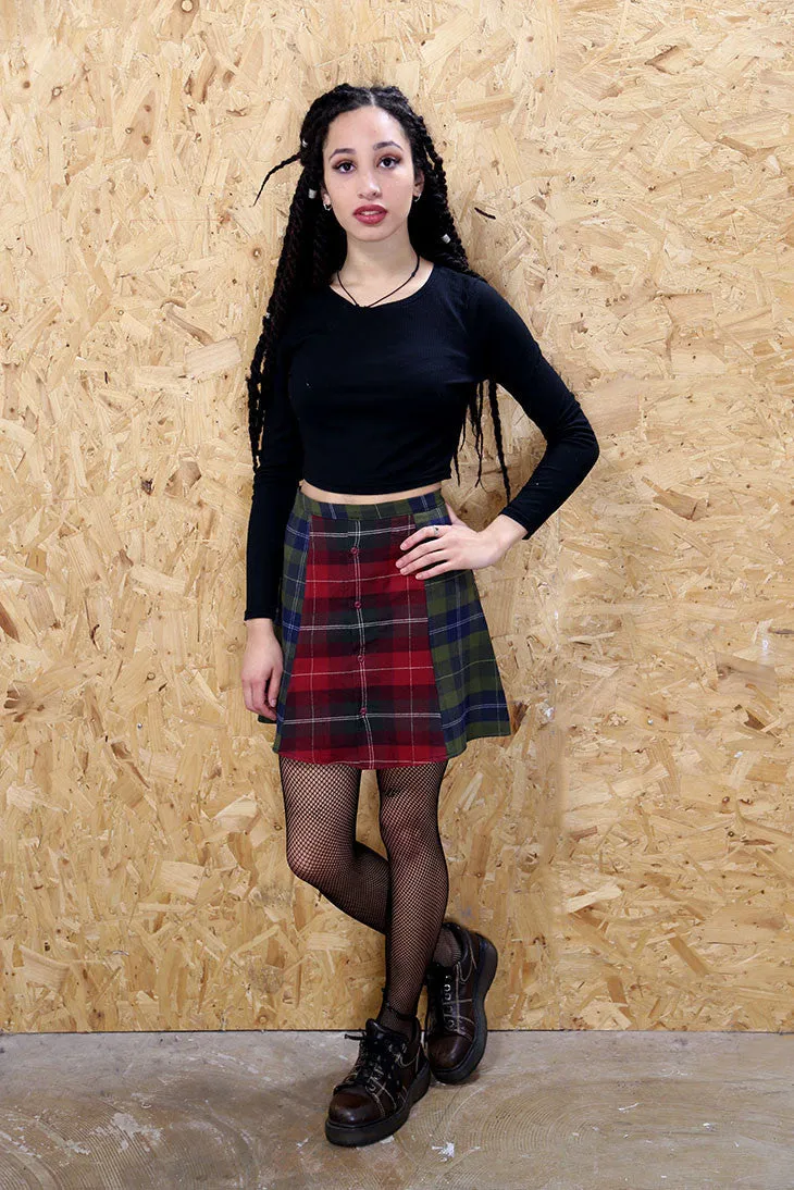 LOOT LABEL Panelled Tartan Mini Skirt