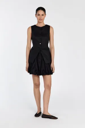 MARIA BLACK LINEN MINI SKIRT