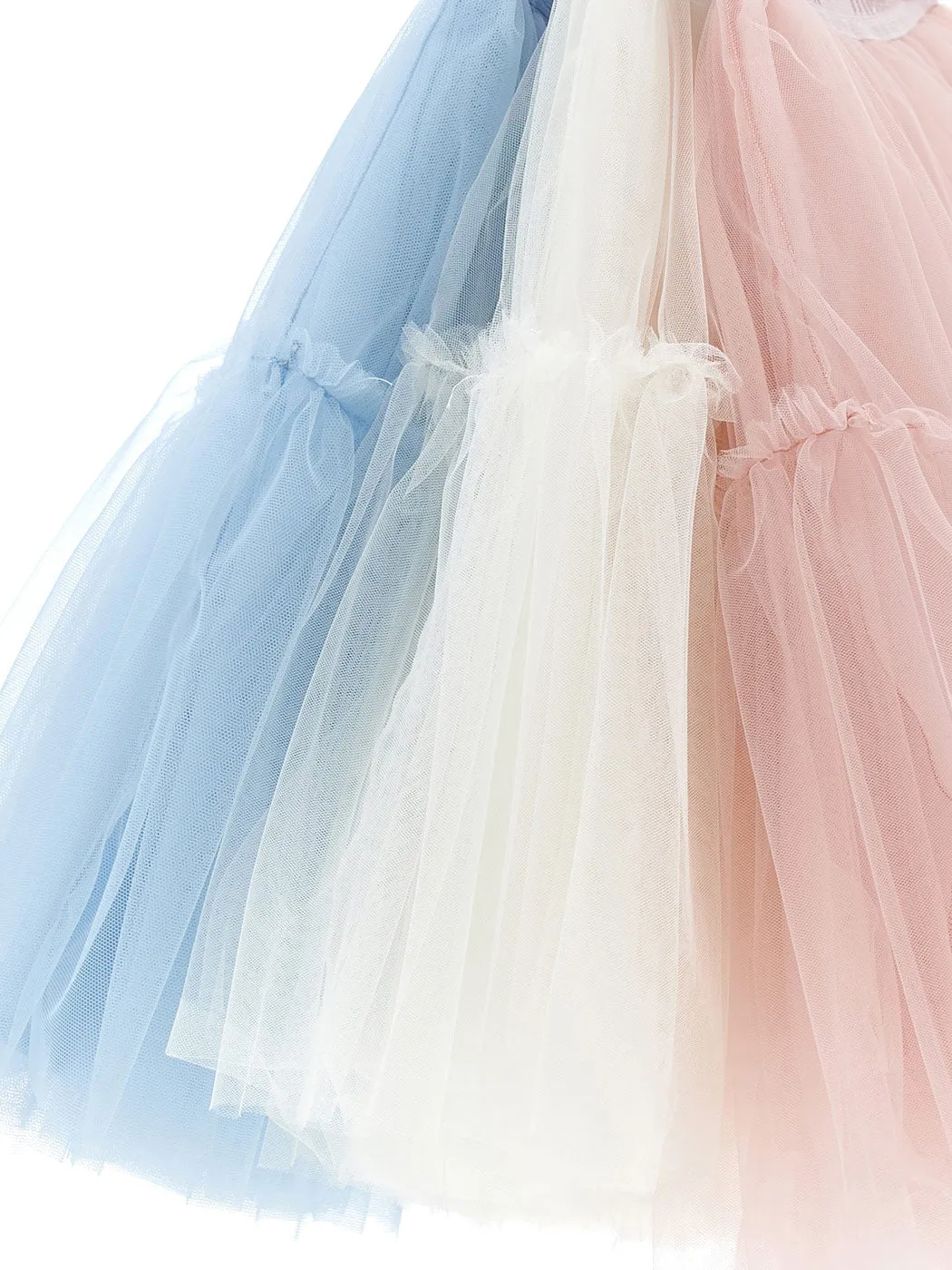 MONNALISA Light blue Silk-touch tulle skirt