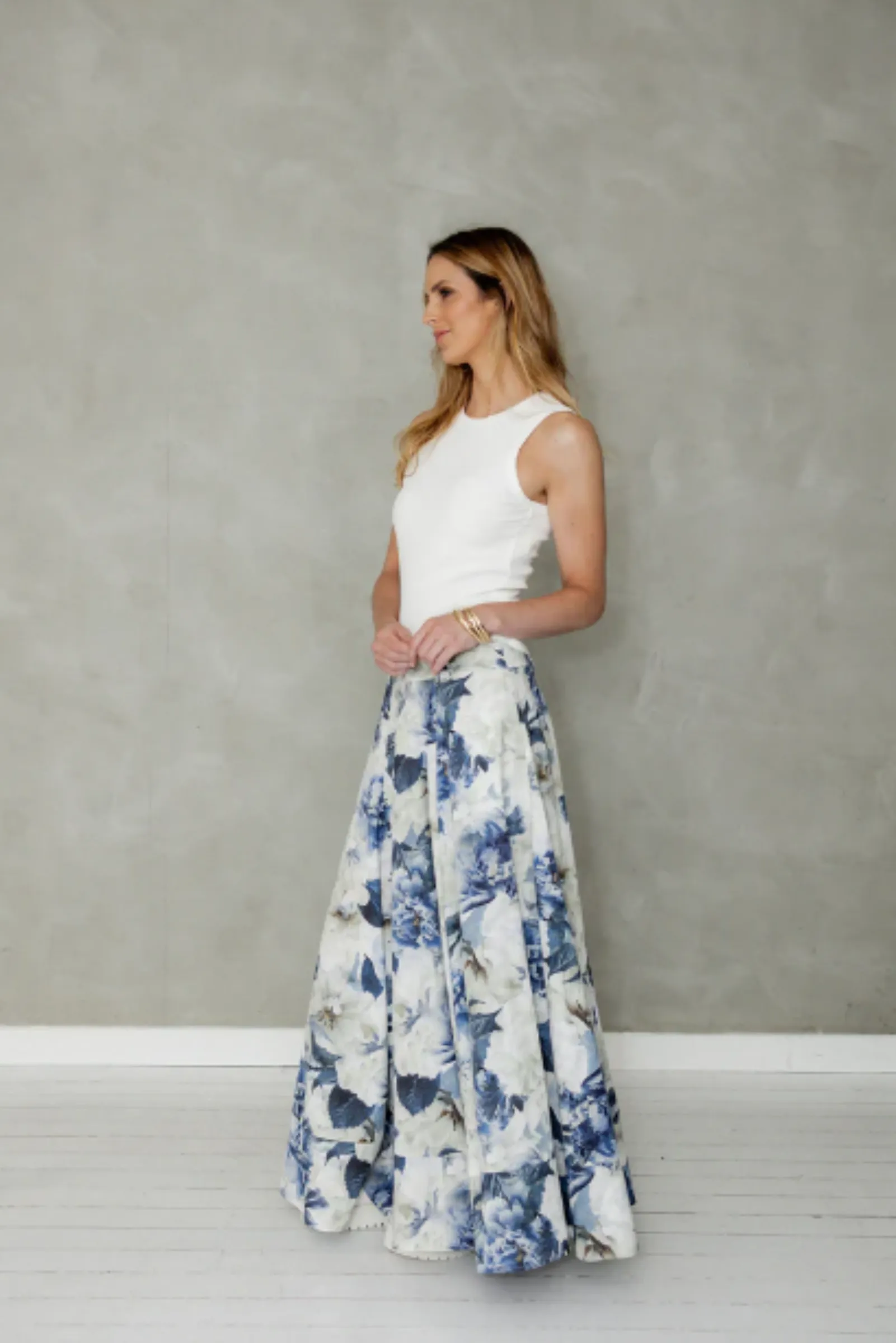 Never Be Maxi Skirt - Blue Floral