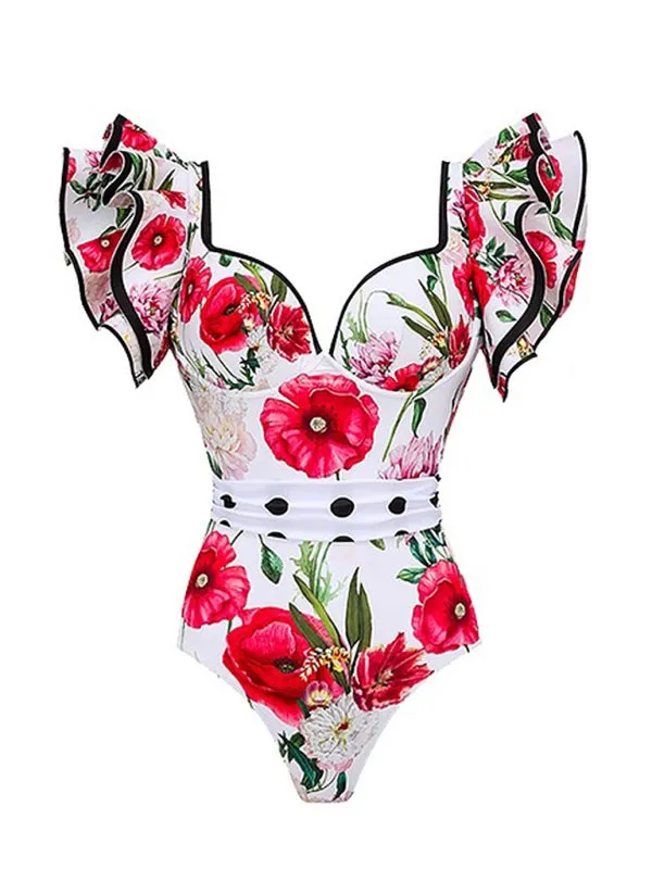 New fashion trend sexy floral print one-piece swimsuit, skirt (single piece)