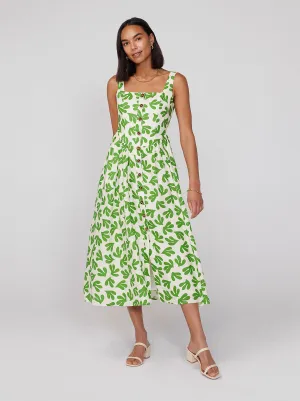 Olympia Leaf Print Midi Dress