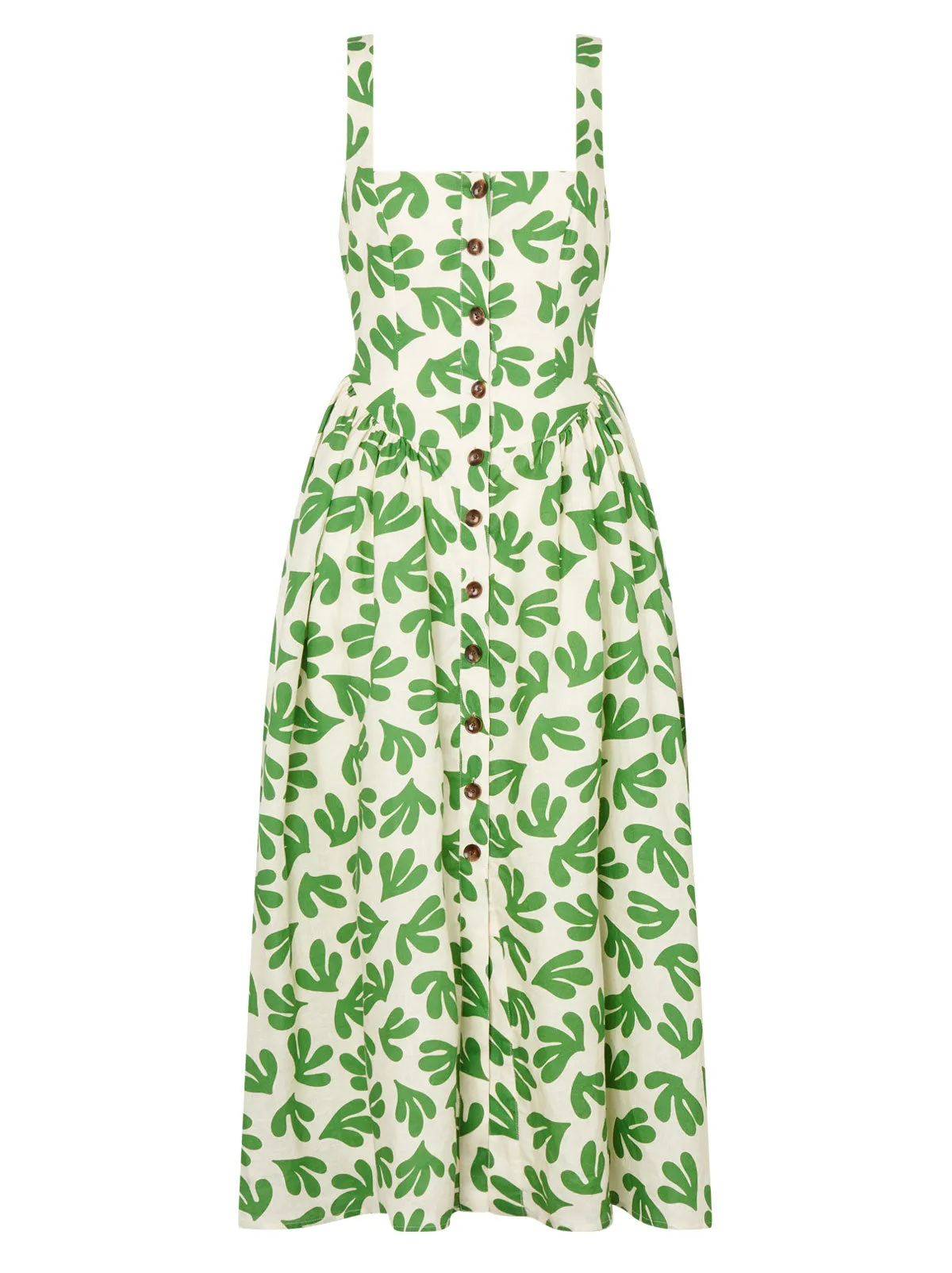 Olympia Leaf Print Midi Dress