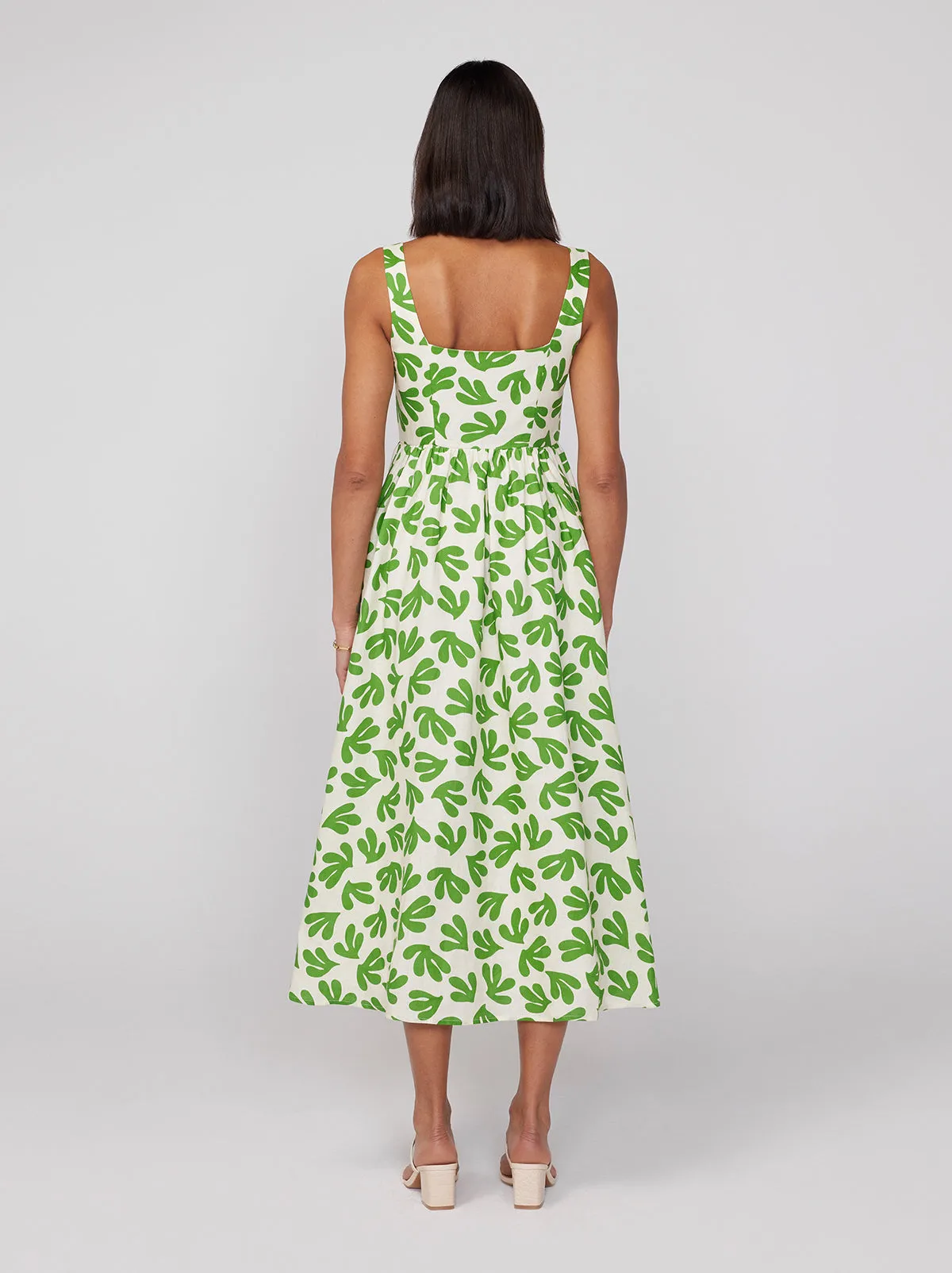 Olympia Leaf Print Midi Dress