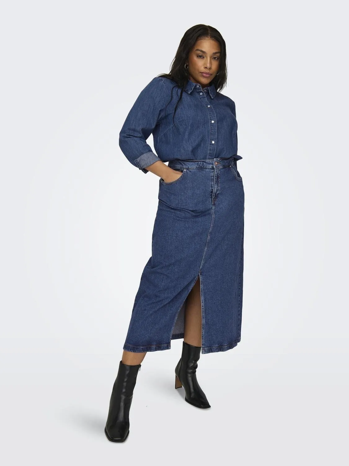 Only Carmakoma Maxi Denim Skirt