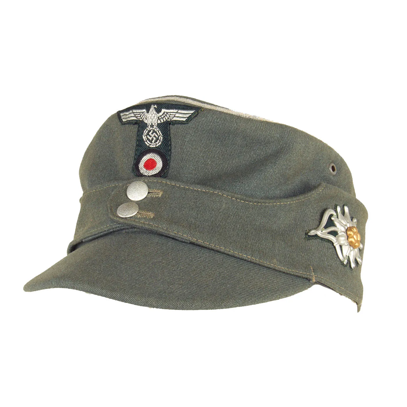 Original German WWII Gebirgsjäger Mountain Trooper Officer M43 Bergmütze Field Cap with Edelweiß Badge