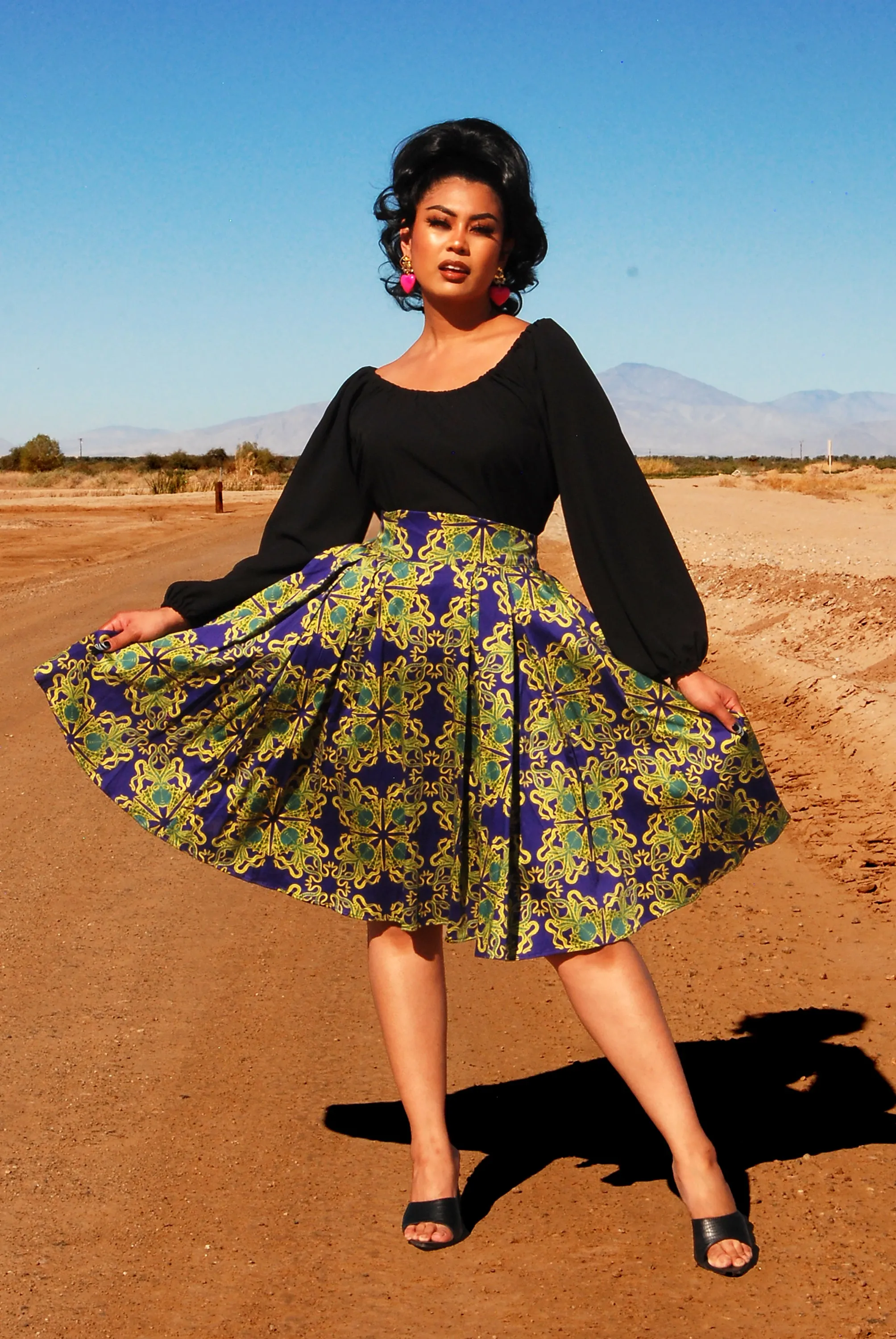 OYS -  Final Sale - Long Jun Skirt in Daddy Cthulhu Sateen | Laura Byrnes & Hope Johnstun