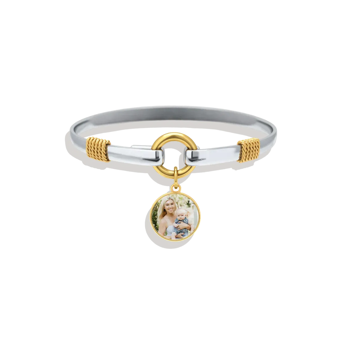 Personalized Photo Two-Tone Charm Bracelet