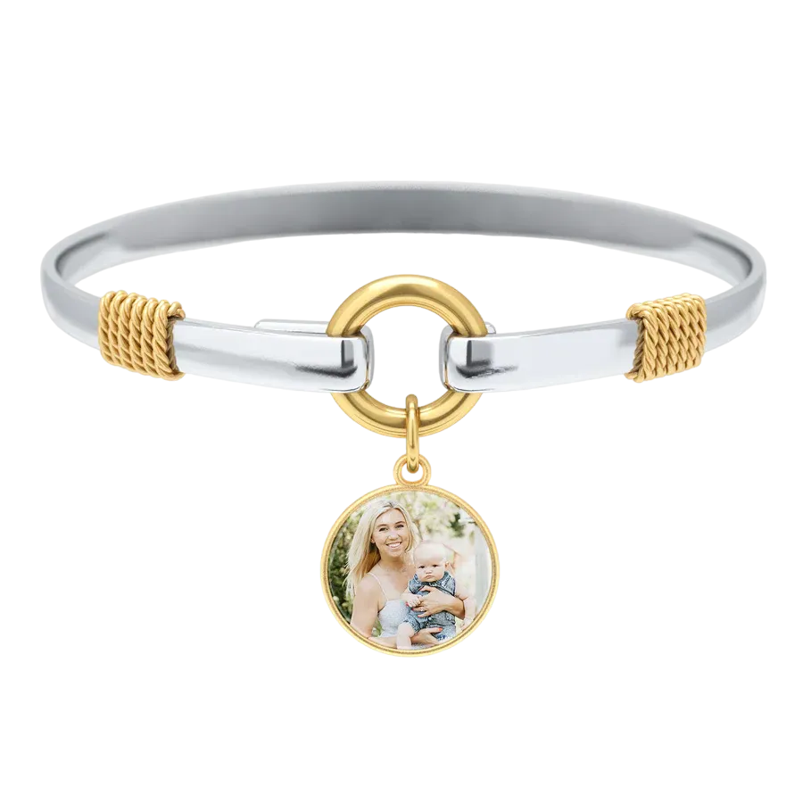 Personalized Photo Two-Tone Charm Bracelet