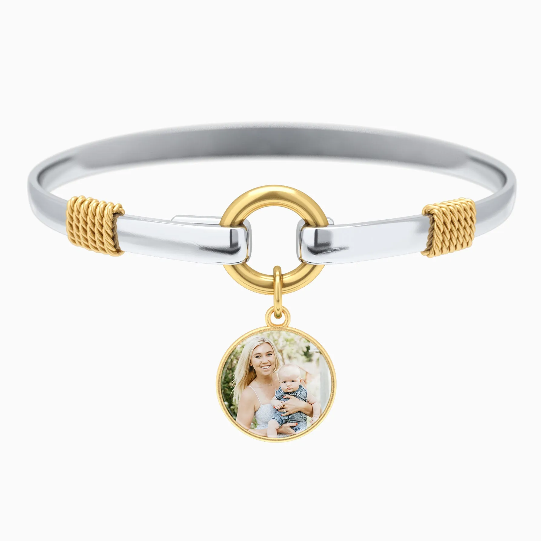 Personalized Photo Two-Tone Charm Bracelet