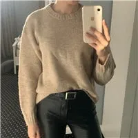 Pullover Knitted Vintage Long Sleeve Autumn Elegant Winter Warm Sweater   Skirt