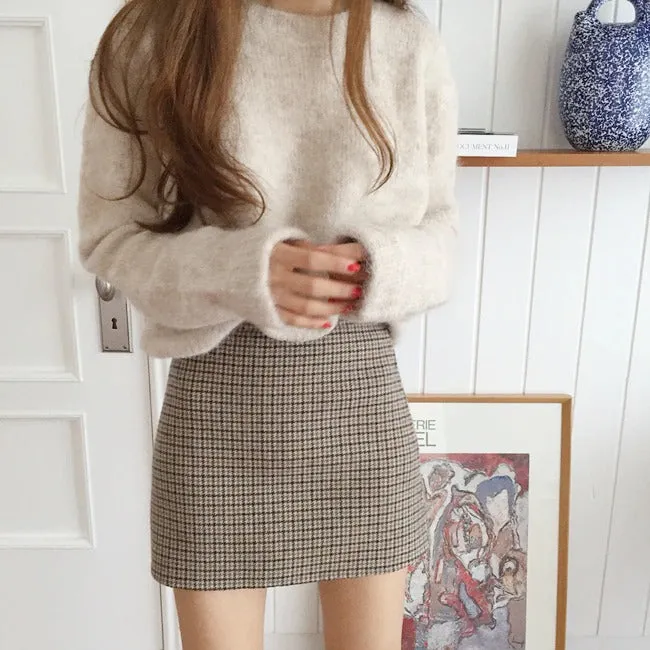 Pullover Knitted Vintage Long Sleeve Autumn Elegant Winter Warm Sweater   Skirt