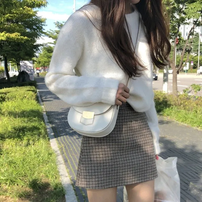 Pullover Knitted Vintage Long Sleeve Autumn Elegant Winter Warm Sweater   Skirt