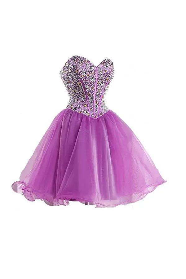 Purple Sweetheart Homecoming Dress Cocktail Dress Prom Dress PG049