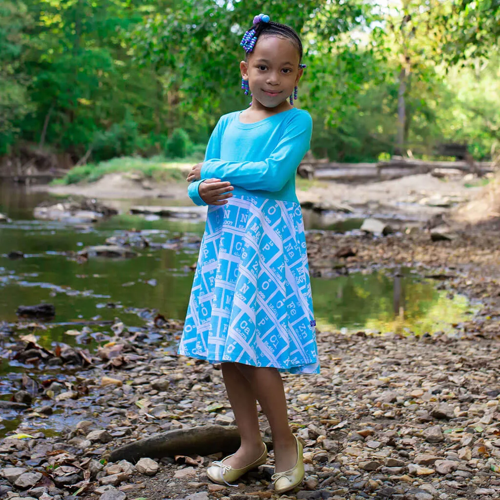 "Elements of Style" Periodic Table Twirly Play Dress with Long Sleeves