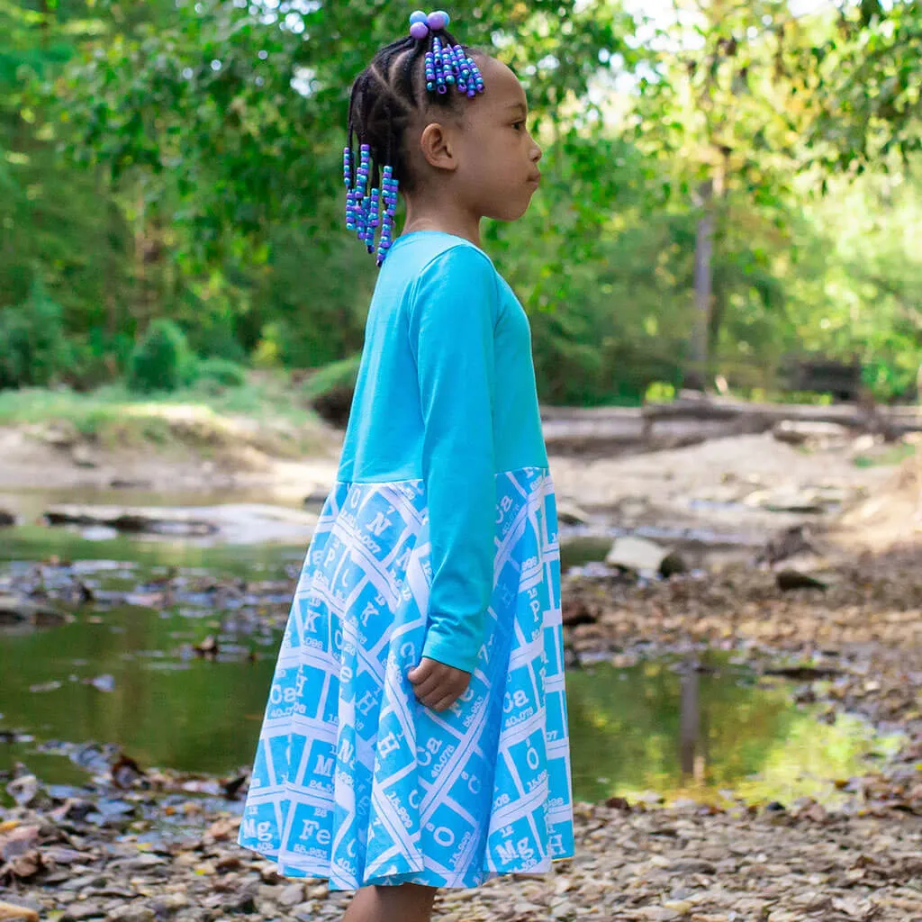 "Elements of Style" Periodic Table Twirly Play Dress with Long Sleeves