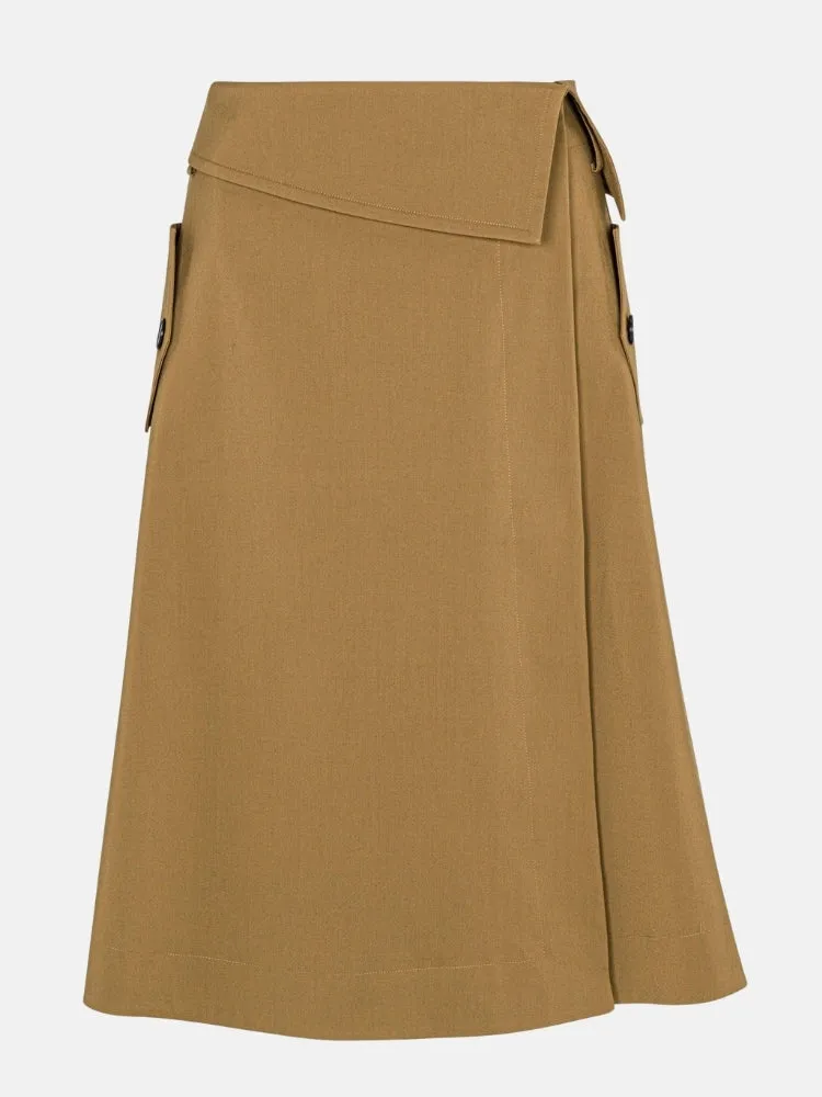 Refined Sateen Foldover Wrap Skirt