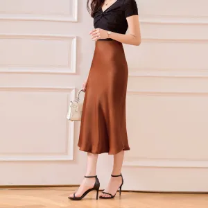 Satin Skirt Women's Glossy Slimming Silk