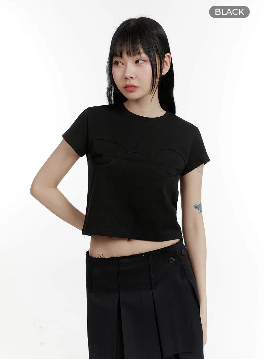 Shaped Detail Crop Top CM429