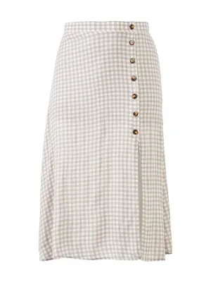 Side Slit Gingham Skirt