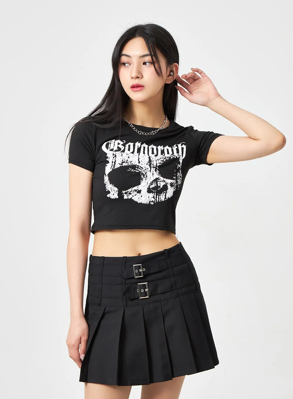 Skull Graphic Cropped Tee BA311