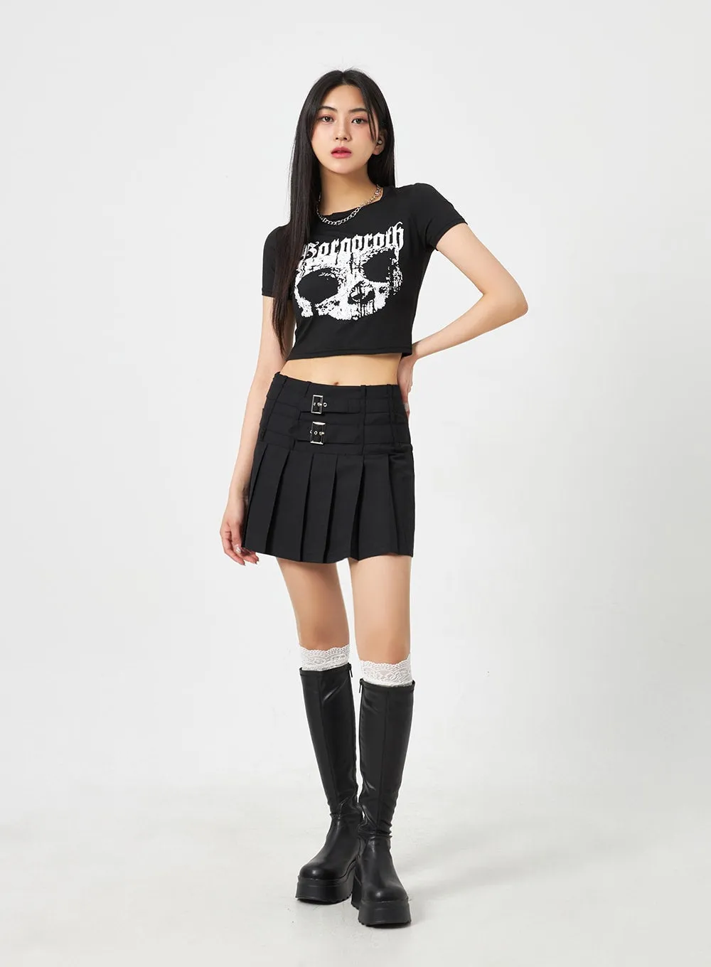 Skull Graphic Cropped Tee BA311