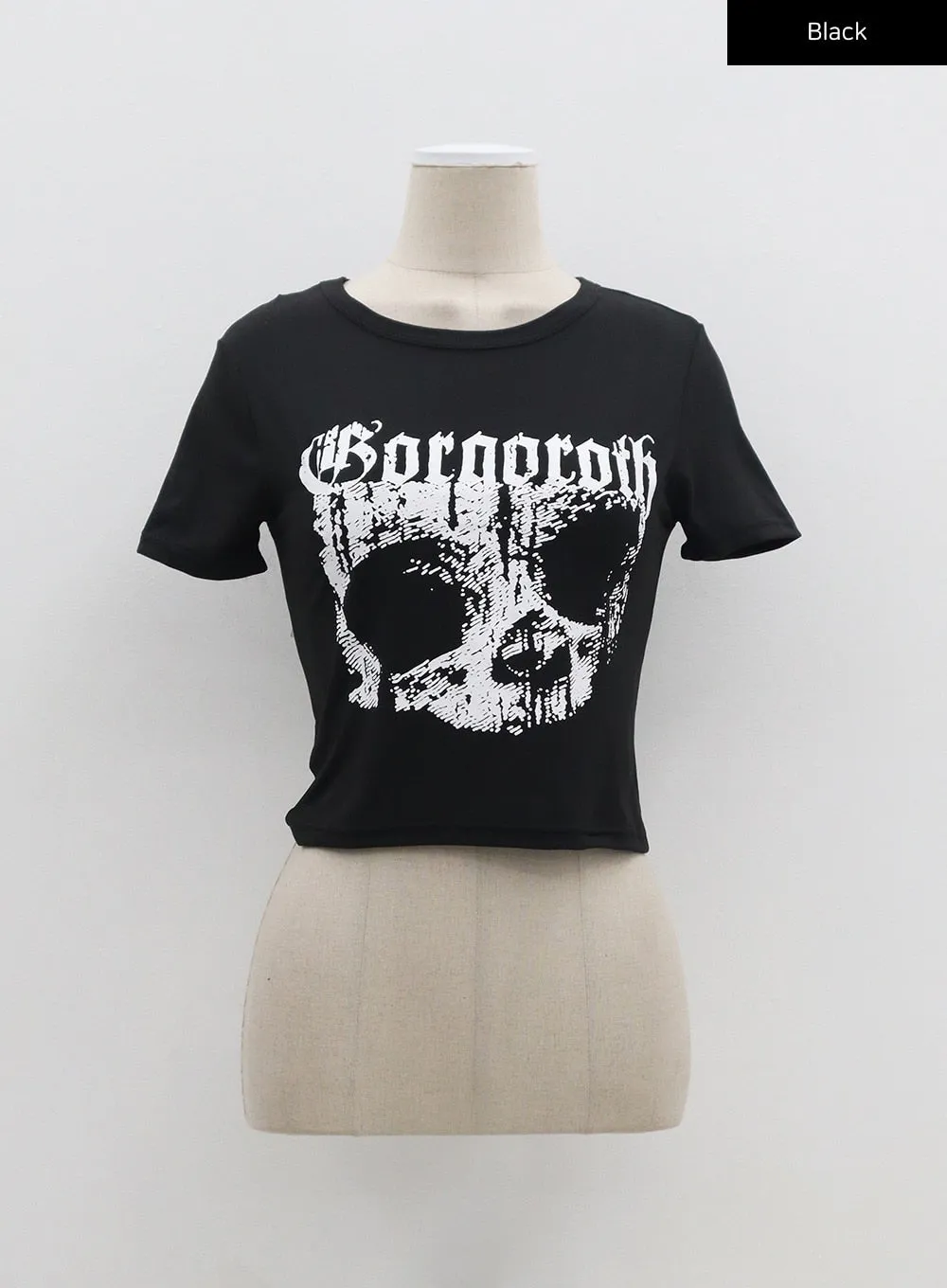 Skull Graphic Cropped Tee BA311